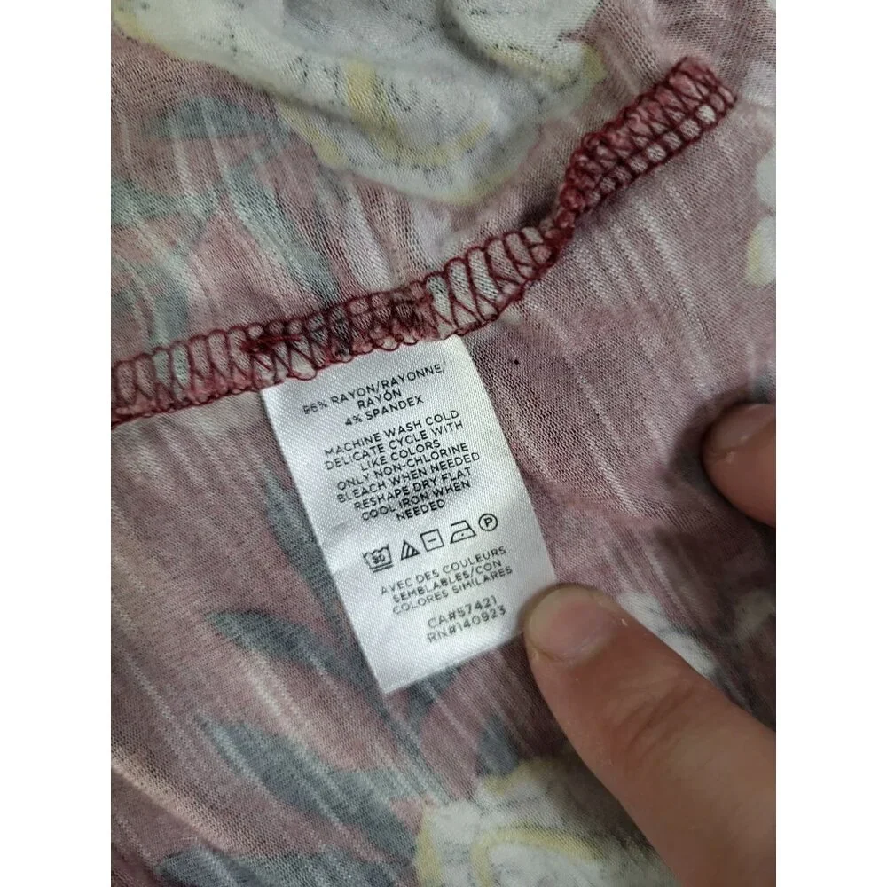 LOFT Outlet Women's Floral Top Shirt Knotted Sleeves Stretchy SZ LG - Picture 8 of 8